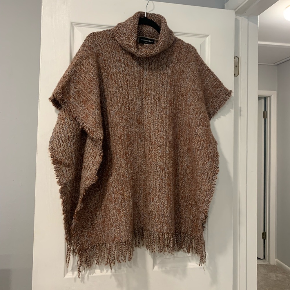 Alessandra Bacci Firenze multicolored turtleneck pullover open side poncho